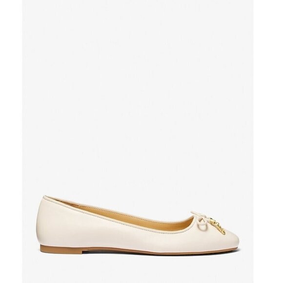 Michael kors Nori Leather Ballet Flat Shoes Women LT Cream Leather Almond toe - Picture 2 of 3